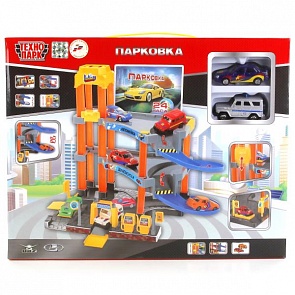 Парковка с 2-мя металлическими машинками: Уаз и Лада, 7,5 см. (Технопарк, P7688A-3R (24)sim)